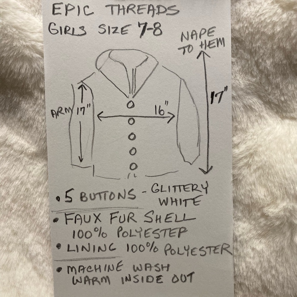 Epic Threads Cream Faux Fur Jacket for Kids - Picture 5 of 9